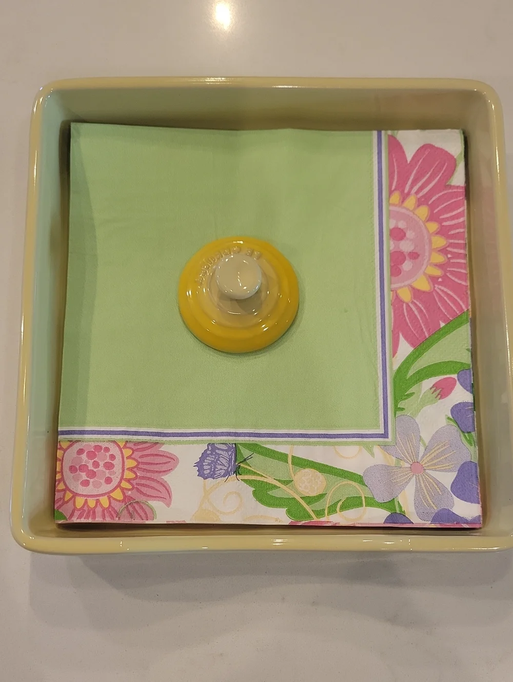 New! Le Creuset Retired Large Soleil Yellow Napkin Holder